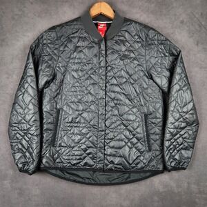 Nike Quilted Insulated Primaloft Jacket Womens Medium Black Snap Up Lightweight